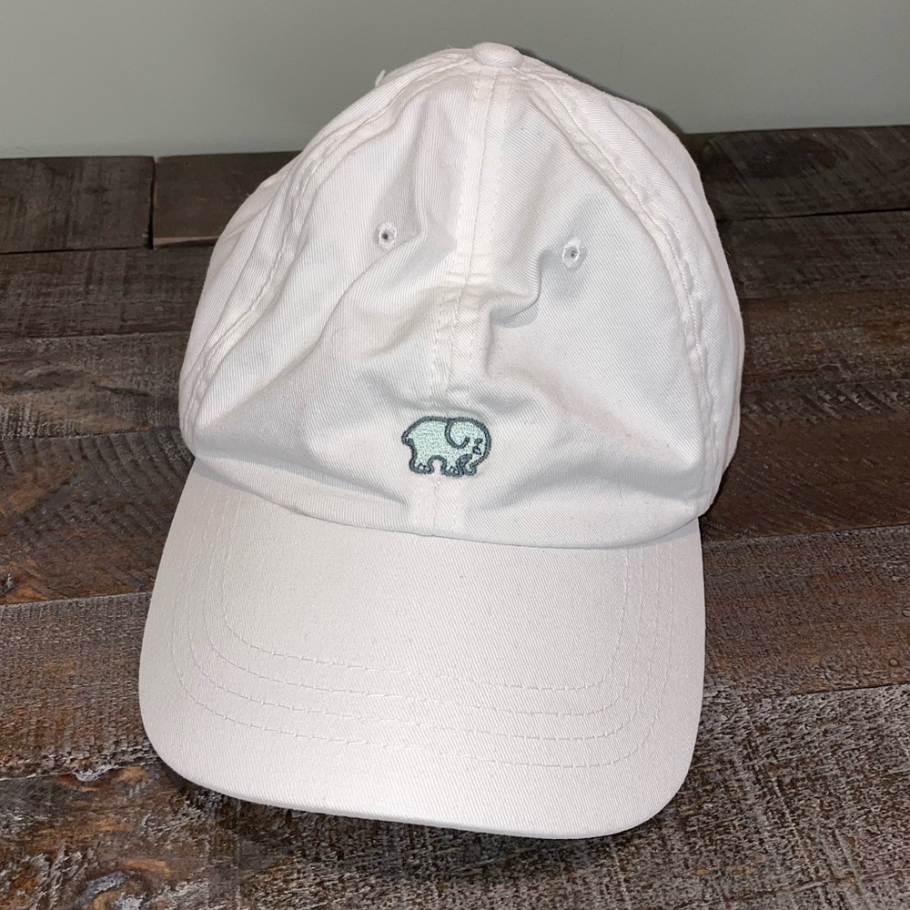 ivory ella white baseball cap with mint elephant patch
